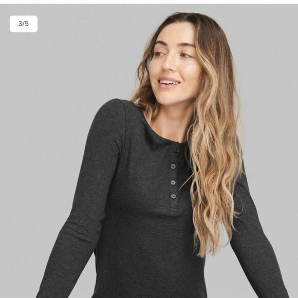 Tommy John Downtime Henley Charcoal Heather S‎ NWT - Picture 3 of 7